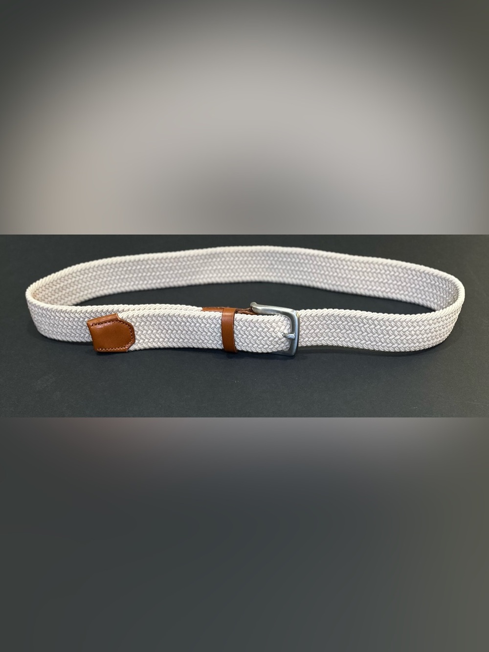NWOT J.Crew Braided Beige Stretch Belt Tan Leather Trim M